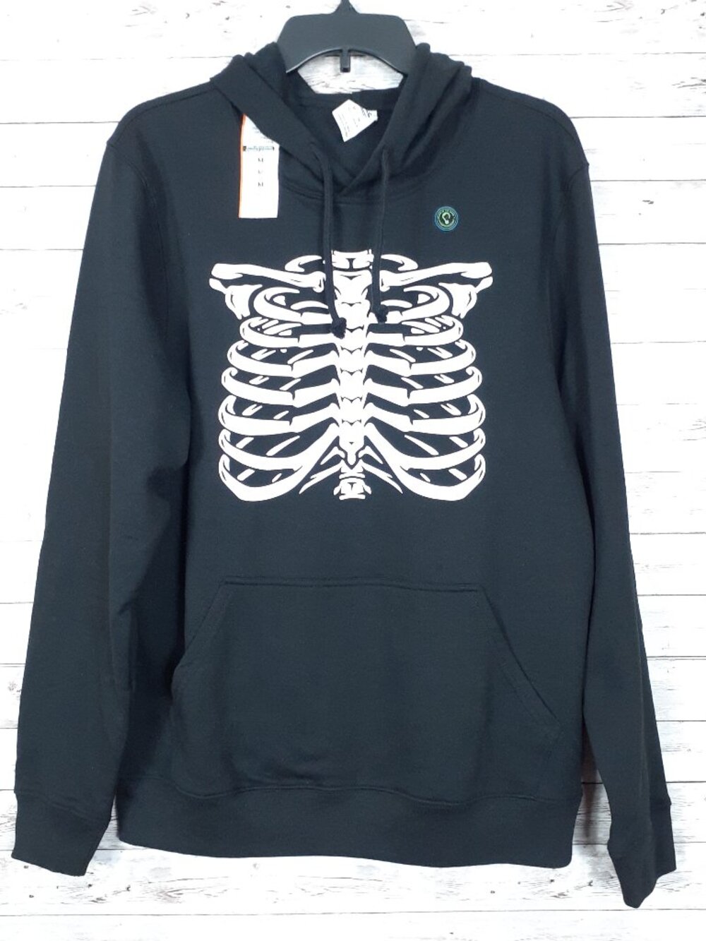 Halloween Glow in the Dark Adult Hoodie M Sweatshirt Skeleton Black 989A